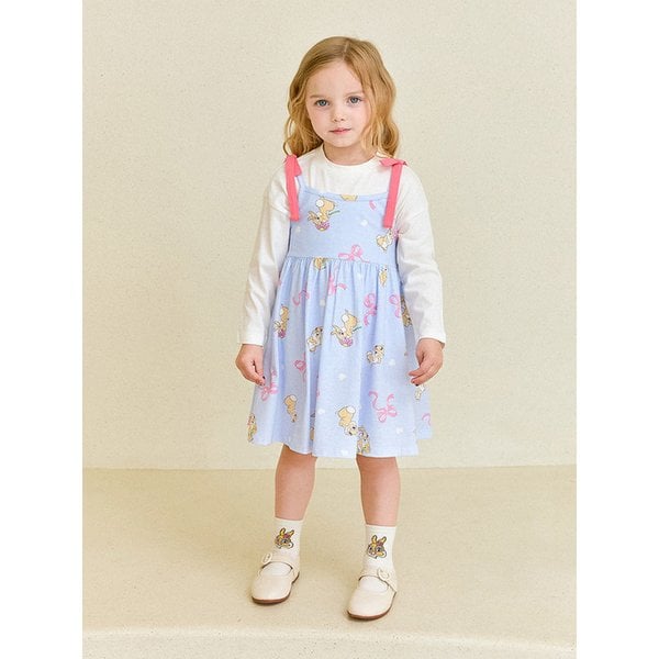 [디즈니]미스버니 하트퐁리본끈나시원피스