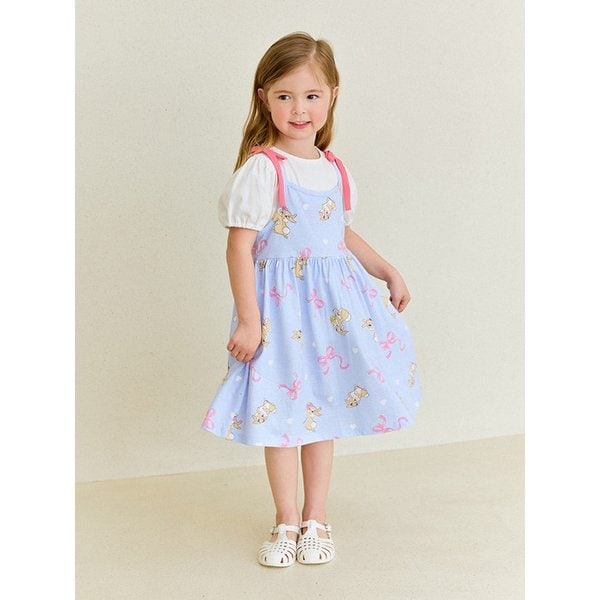 [디즈니]미스버니 하트퐁리본끈나시원피스