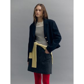 BASIC TWEED CROP JACKET (dark navy)