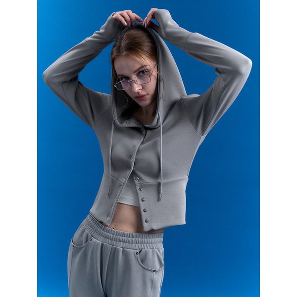 리사이클 후드 스냅 가디건