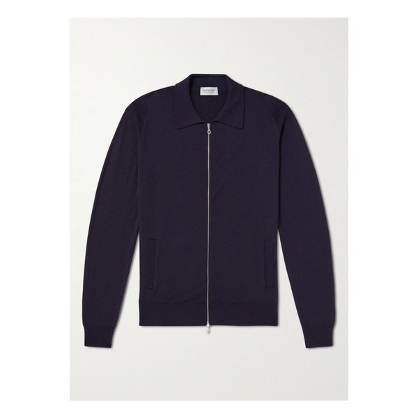 알스턴 슬림 핏 메리노 울 집업 가디건 블루 43769801097062791