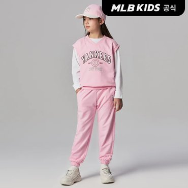 MLB키즈 (공식)24SS 바시티 3PCS 베스트 긴팔 세트 7AS1V0741-50PKP