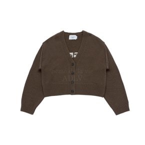 BASIC LOGO CROP CARDIGAN BROWN 베이직로고 가디건 브라운