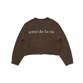 BASIC LOGO CROP CARDIGAN BROWN 베이직로고 가디건 브라운