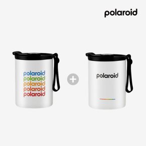 1+1 폴라로이드 실리콘 스트랩 스텐컵 텀블러 400ml 손잡이 보온 보냉 스테인리스 텀블러