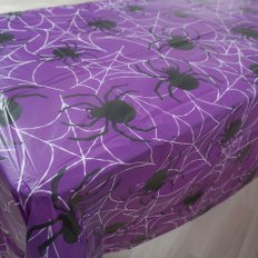 할로윈 비닐 테이블보 퍼플 거미