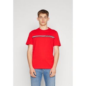 4382036 Tommy Hilfiger MONOTYPE CHEST STRIPE TEE - Print T-shirt fierce red