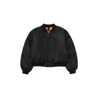 SUPERDRY [시흥점] 여성 플라이트 세미 크롭 패딩 점퍼 블랙 SDFJPFO06BLK