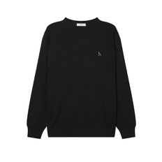 [24SS] [ORGANIC COTTON] 블랙 와플 조직 크루넥 HZSW4A201BK