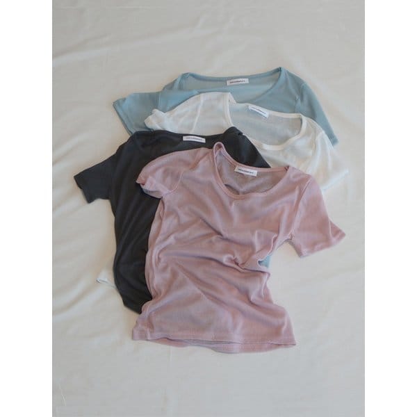 2PCS 1SETHAZY SHEER DUO T-SHIRT_MIX
