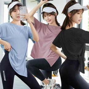 [에스이엔몰] 요가복 필라테스 심플 반팔 트임 티 (S10700756)