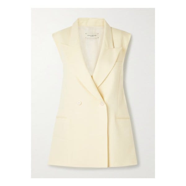 칼마이어 데온 더블 브레스트 울 혼방 트윌 베스트 옐로 46376663162878394