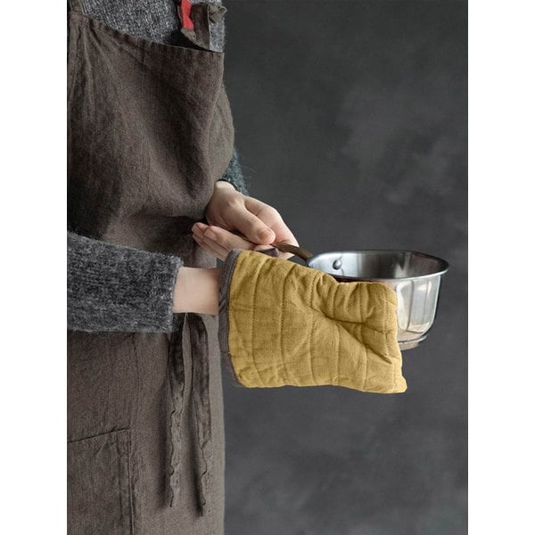 lino e lina 리투아니아 린넨 사각 냄비받침 겸 주방장갑 (앤티크옐로우)