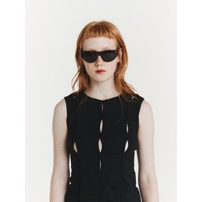 Cut Out Sleeveless Top (Black)