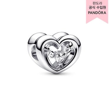 판도라 [백화점 보증서 제공]실버 래디언트 하트 & 플로팅 스톤 참_792493C01