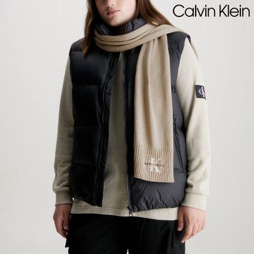 Calvin Klein 캘빈클라인 목도리 코튼 로고 머플러 타우페 남녀공용 스카프