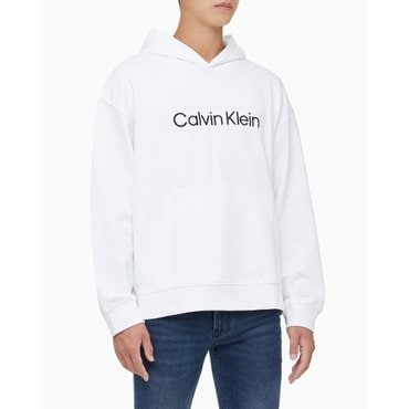 Calvin Klein Jeans 남성 릴렉스핏 스탠다드 로고 후디(40HM231 리뉴얼 화이트/블랙)