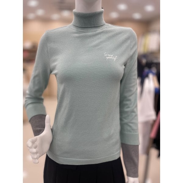 [여주점] 여성 소매 배색 하이넥 스웨터 GP322LKP  LGRN