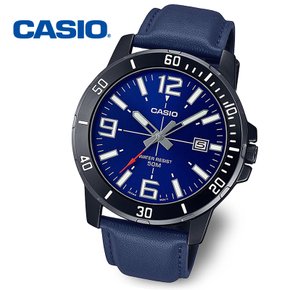 [정품] CASIO 카시오 흑새치 MTP-VD01BL-2B 남성 야광 가죽시계