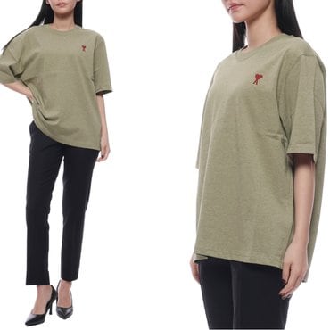 아미 24SS 여성 하트 로고 오버 반팔티셔츠 (UTS005 726 366 W 24S)