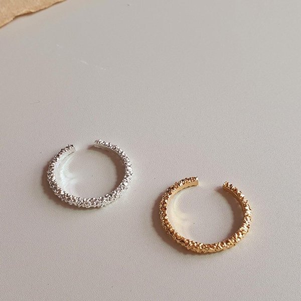 [옷자락] 여자 프리사이즈 텍스처 잔큐빅 오픈 스태킹 반지