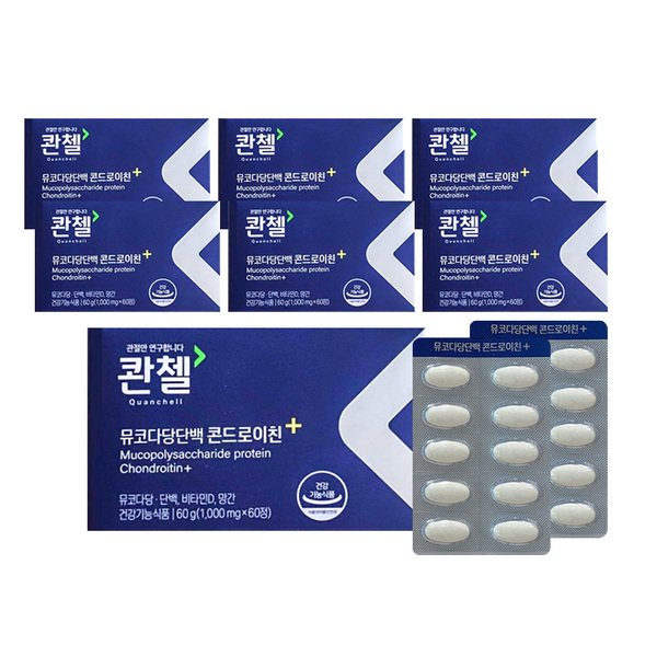 콴첼 뮤코다당단백 콘드로이친 플러스 60정 7통 관절 연골 케어 철감