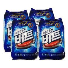  비트 2.7kg 일반용 파우치 4개입 라이온코리아 세제 통돌이 분말 용 비트2.7kg