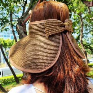  여성용 선캡 휴대용 바닷가 휴양지 모자 브라운