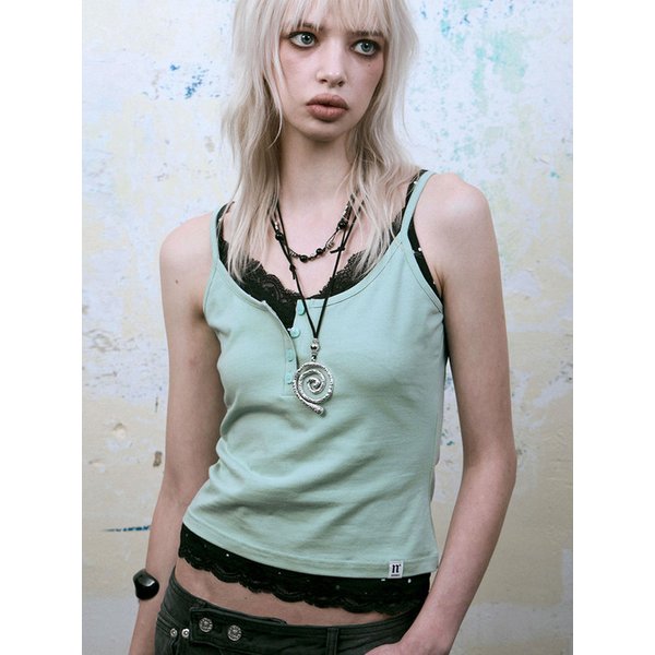 Lace Layered Cami Set (MINT DOT)