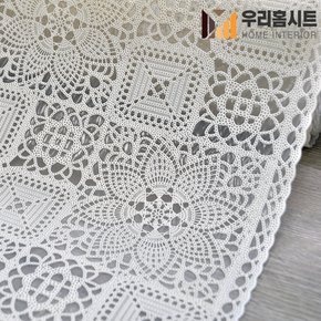 [우리홈시트] 북유럽스타일 방수코팅 레이스식탁보 TR-677 베이지 와이드 (장폭)137cm X 50cm