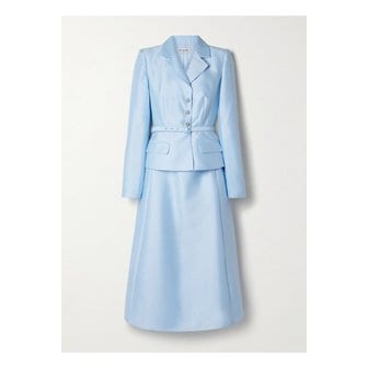 셀프포트레이트 레이어드 장식 태피터 미디 드레스 블루 1647597350585790