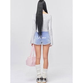 Raw Logo Velvet Hot pants Soft Blue