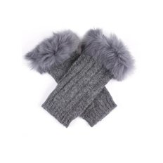 [Dents]Cable Knit Wrist Warmers with Fur Cuffs / 3 Colours/ 여성 손 워머/ 6-4217