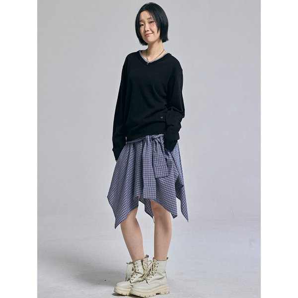 클래식 레이어드 브이넥 니트 블랙