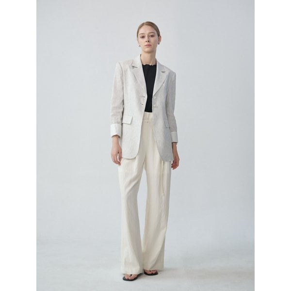 MODE Belt Two Tuck Slacks (Cream)