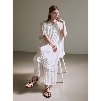 어다울 Cancan chiffon frill dress - white