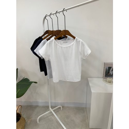 퓨어 베이직 세미크롭 반팔 티셔츠 4color