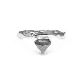 니자 황 반지 Trillion Grey Diamond 9ct White Gold Ring