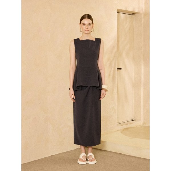 Long Knotted Skirt Charcoal