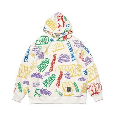 스티그마 PAINTING OVERSIZED HEAVY SWEAT HOODIE WHITE MULTI