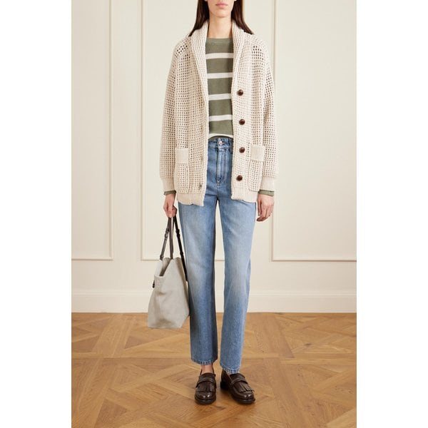 브루넬로쿠치넬리 가죽 트리밍 스웨이드 토트백 46376663162997051