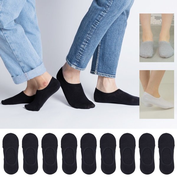 SOCKS 여성 면 페이크삭스 덧신양말 10켤레 TK1002 벗겨짐최소화