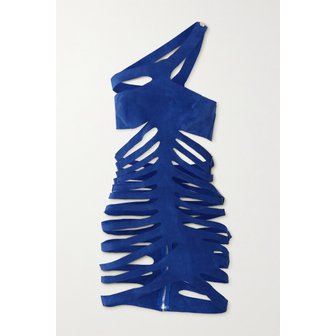 MAXIMILIAN 막시밀리안 Asymmetric Cutout Suede Mini Dress 블루 2204324140900700