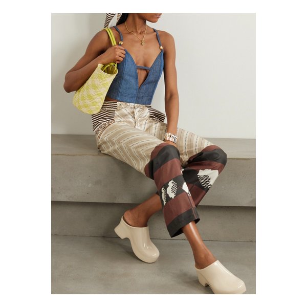 파울라 이비자 크롭 컷아웃 장식 데님 뷔스티에 탑 블루 1647597335549760