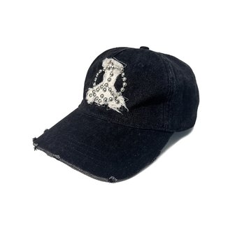 코드 Peaceful Studded Patch cap_BK Denim