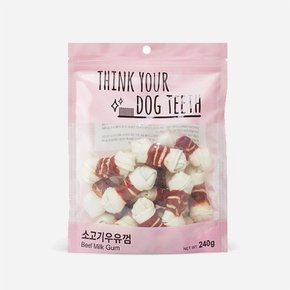 ThinkYourDogTeeth 오래먹는 강아지간식 소고기딩고 우유껌 15P 240g