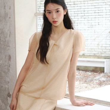 잇미샤 [25 S/S] 잇미샤 오간자 반소매 블라우스 ITP4ZBL680