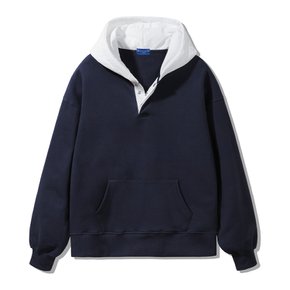 후드 배색 컬러 매치 버튼 후드티 DLX2961 (3 COLOR)