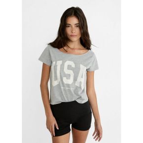 5113753 Stradivarius BOAT NECK PLACEMENT - Print T-shirt grey