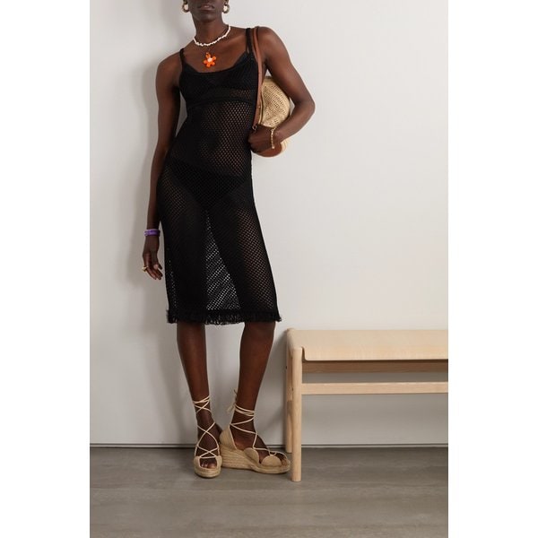 파울라 이비자 프린지 오픈 니트 드레스 블랙 1647597306717147